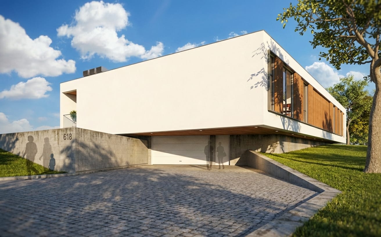 Modern villa exterior render