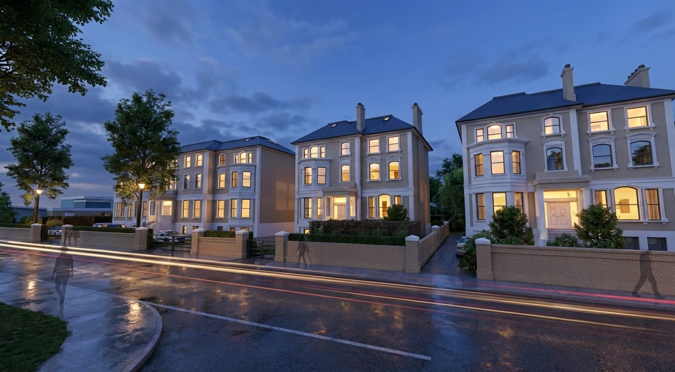 Residential block elevation render