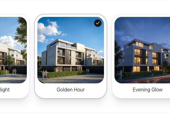 Choosing photographic lighting styles for architectural images in QuickArchViz